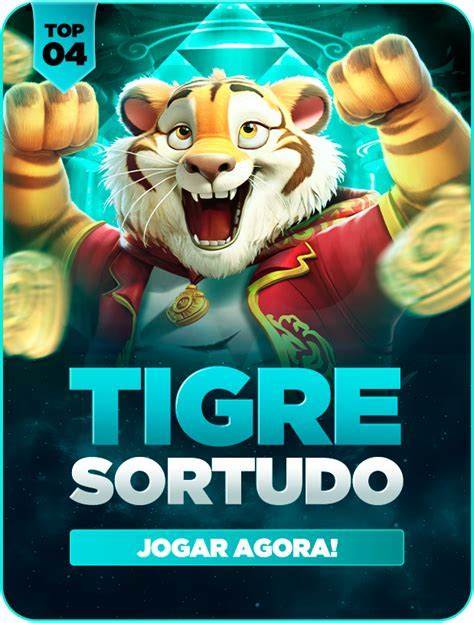 Card do jogo Tigre Sortudo com um tigre de jaqueta vermelha comemorando, selo Top 04 e botão Jogar agora